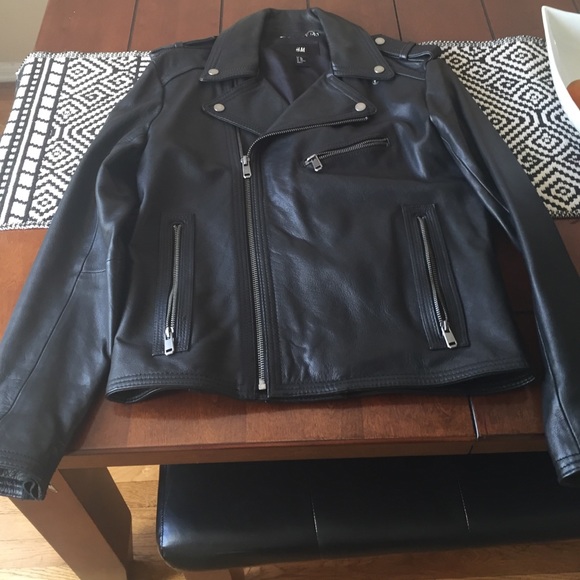 H&M black leather jacket