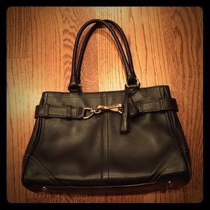 Leather coach handbag