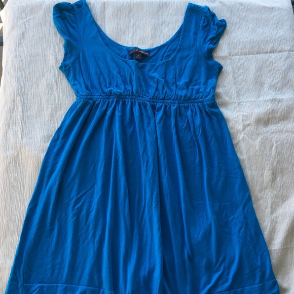 Turquoise loose fitting dress with cap sleeves