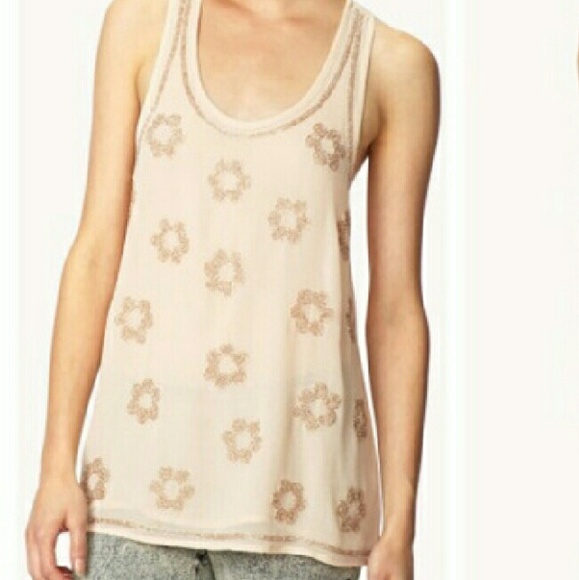 Sheer flower tank top blouse
