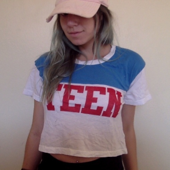 Baseball loose crop top tee