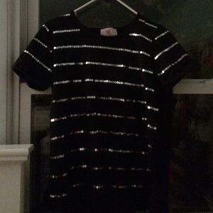 Black silver sequined top