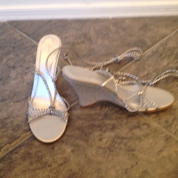 Lace-Up Silver Wedges - Picture 3 of 4