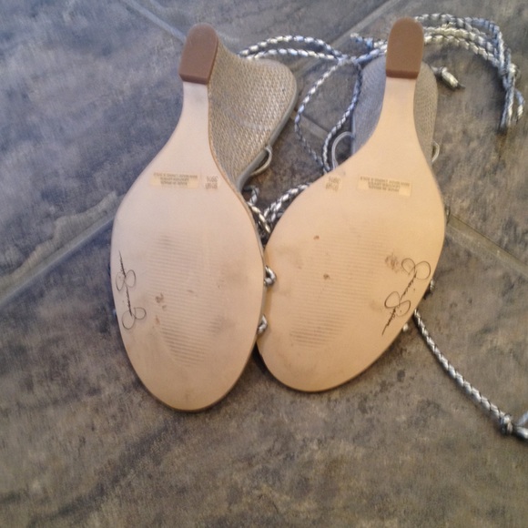 Lace-Up Silver Wedges - Picture 4 of 4