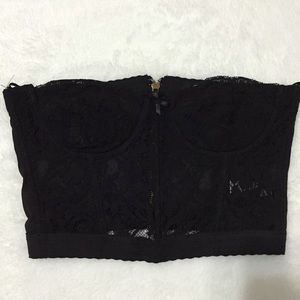 Black Lace Crop Bustier Top