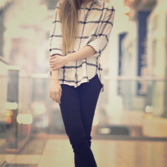 H&M windowpane flannel shirt