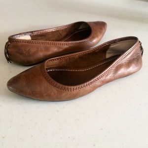 Frye Leather Regina Flats - 5.5 - Camel Brown