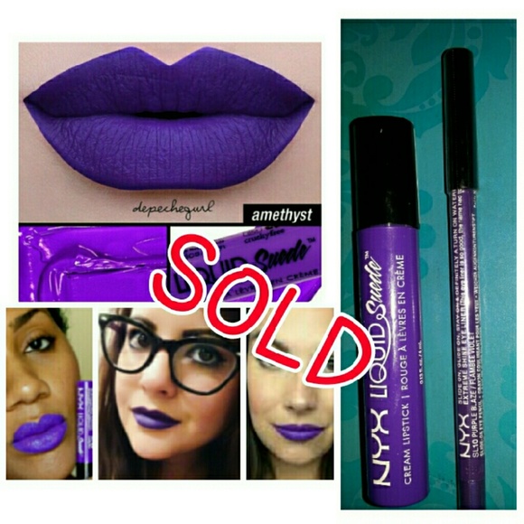 NYX liquid suede lip + nyx purple liner! READ