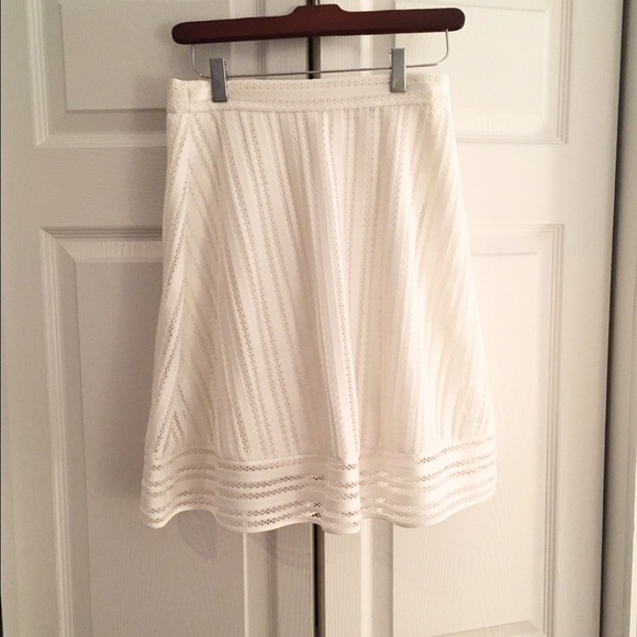 JCREW WHITE STRIPED EYELET SKIRT