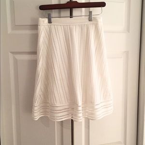JCREW WHITE STRIPED EYELET SKIRT