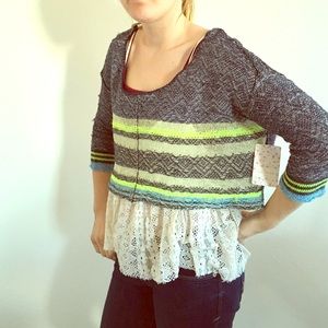 Free People Crop Sweater Under Tank Combo sz Small