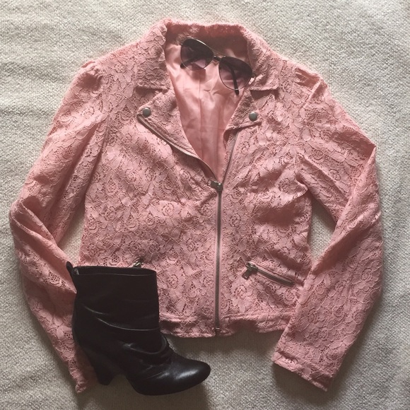 Candie's Jackets & Blazers - Pink Lace Moto Jacket