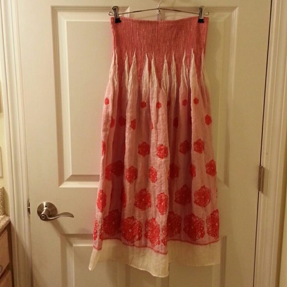 Lapis dress orange/cream strapless dress/skirt