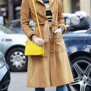 Leather suede trench coat