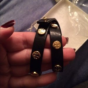 Tory Burch Black and Gold Wraparound bracelet