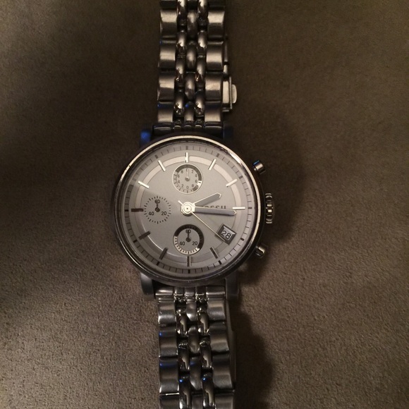 Silver Fossil Watch