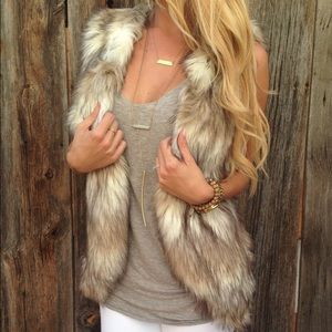 Ash Brown Faux Fur Vest