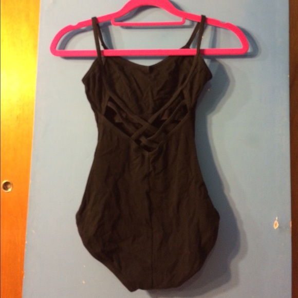 Capezio black camisole criss crossed back leotard