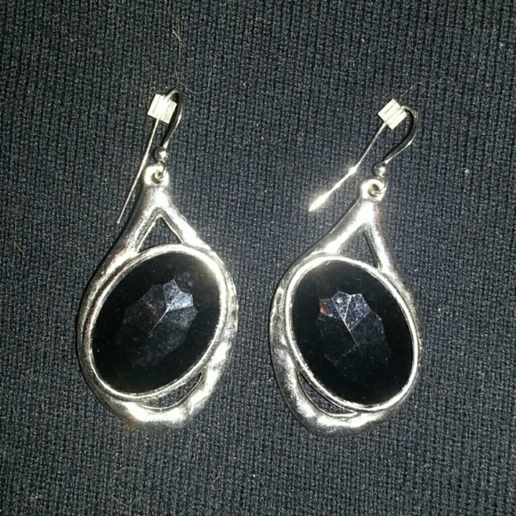 1 1/4" solid black costume jewelry earrings