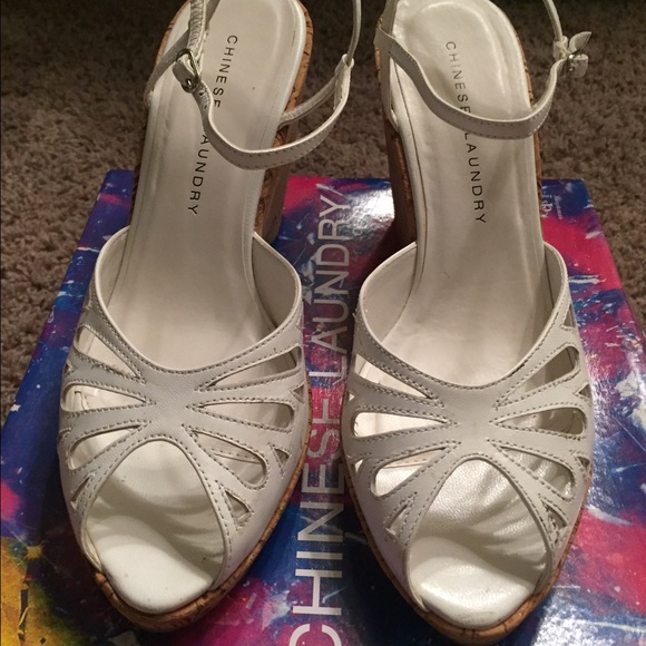 Chinese Laundry white platform espadrilles