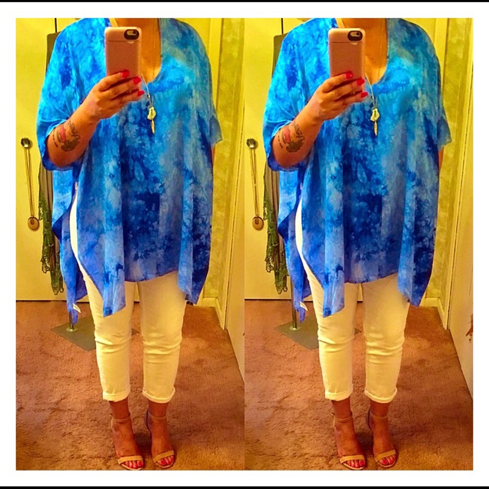 Tie Dye High Low Tunic- CORAL or BLUE - Picture 3 of 3