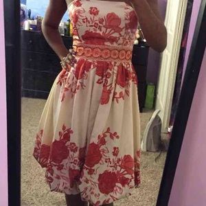 Short Red and Cream Dress