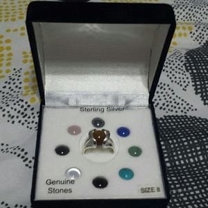 Sterling Silver Ring with Genuine Stones