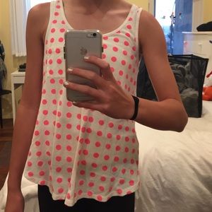 very cite white tank top with pink poka dots!