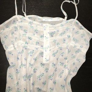 Sheer floral kimchi blue top