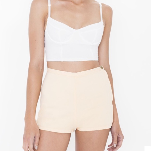 American Apparel Khaki high-waisted denim shorts