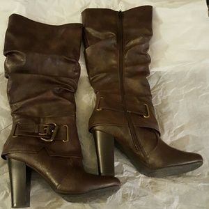 Brown heeled boots