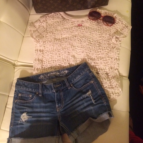 Crochet shirt beige size small