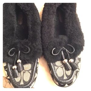 Coach wool fur lined slippers. Size 8.