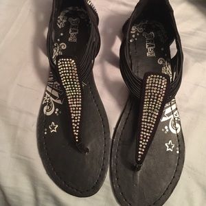 Rhinestone embellished thong sandals