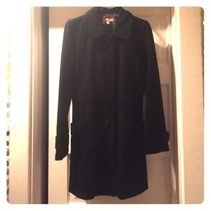 Tulle long black pea coat