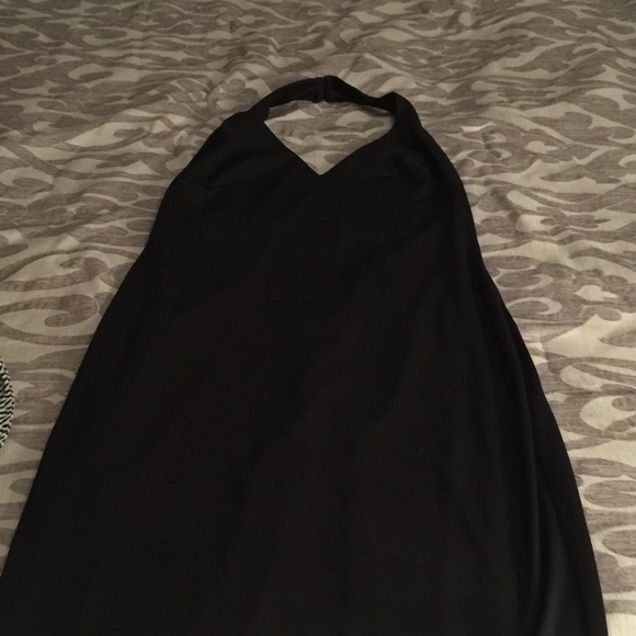 Backless halter top gown.