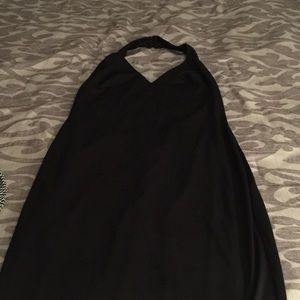 Backless halter top gown.