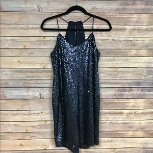 Navy Sequin Party Dress - Express