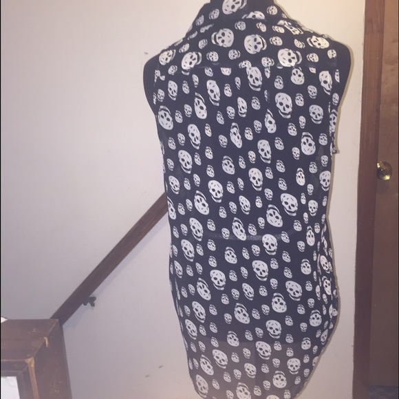 SOLD! Sheer Skull Printed Shirt - Picture 2 of 2