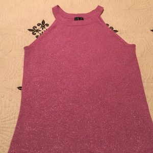 INC Tank Sweater Crew Top Pink Glittery Medium