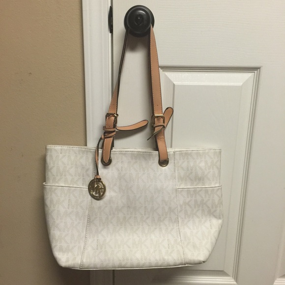 Large Cream and White Tote Bag