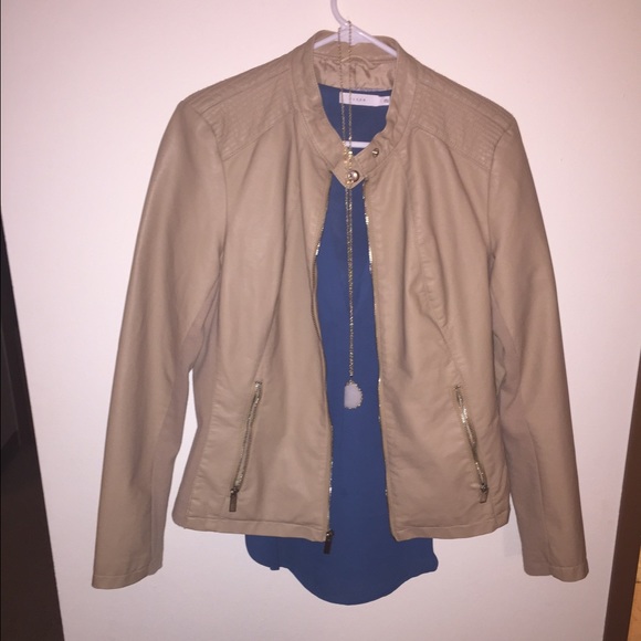 Tan faux leather moto jacket