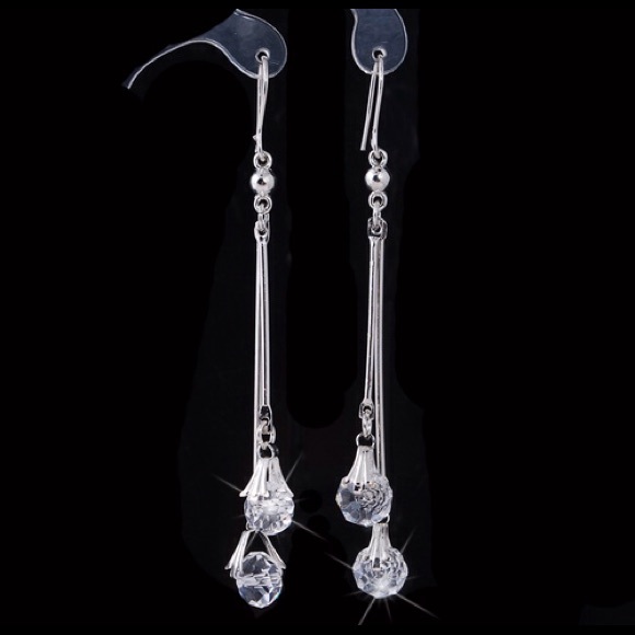 Beautiful drop silver earrings. Choose your color! - Picture 2 of 4