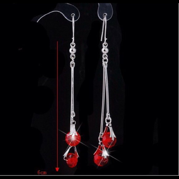 Beautiful drop silver earrings. Choose your color! - Picture 3 of 4