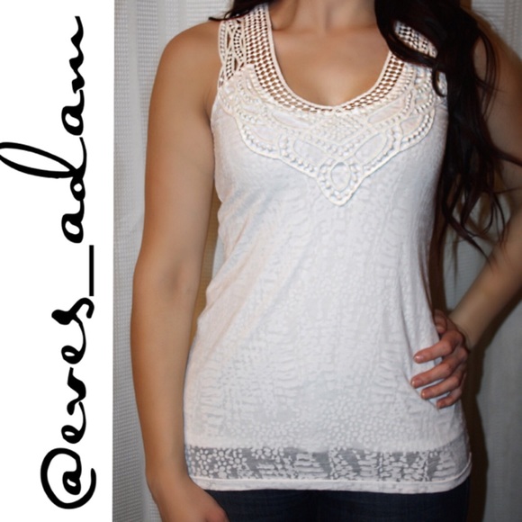 White House Black Market Crochet Accent Tank Top