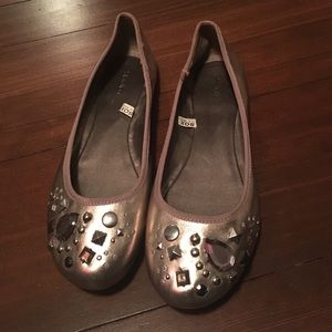 gold flats with beading