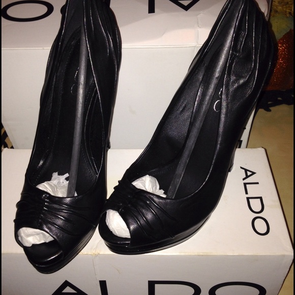 Black ALDO peep toe heels