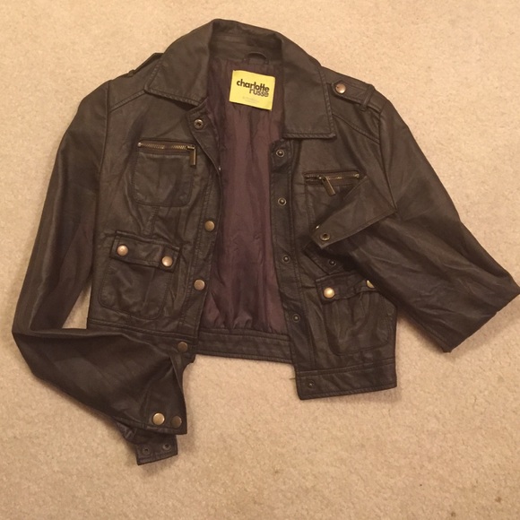 Chocolate brown, soft faux leather. Gently used.