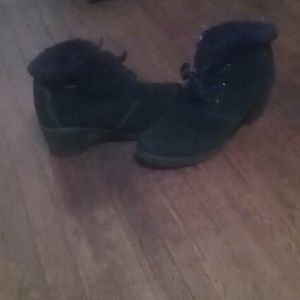 Furry laced Heeled ankle Boots