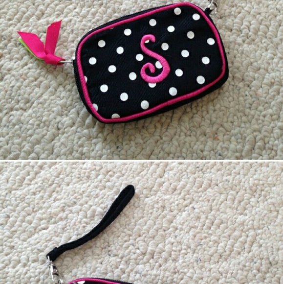 Cute pink black am with polka dot wallet